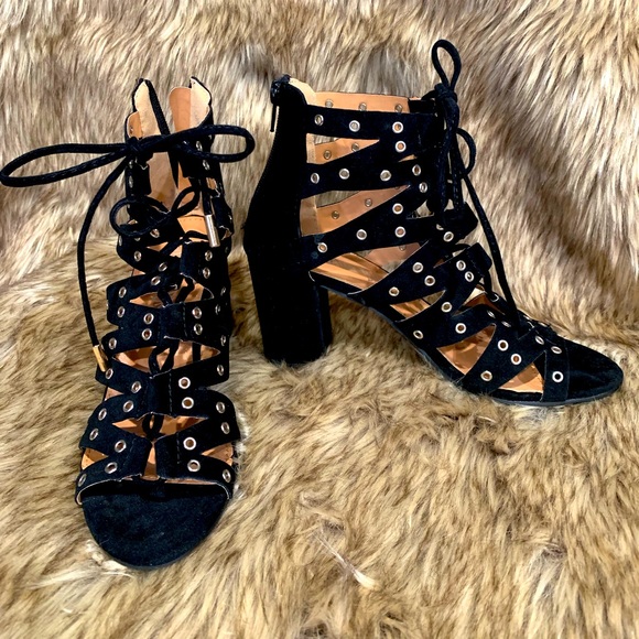 Nature Breeze Shoes - Cute black suede heels